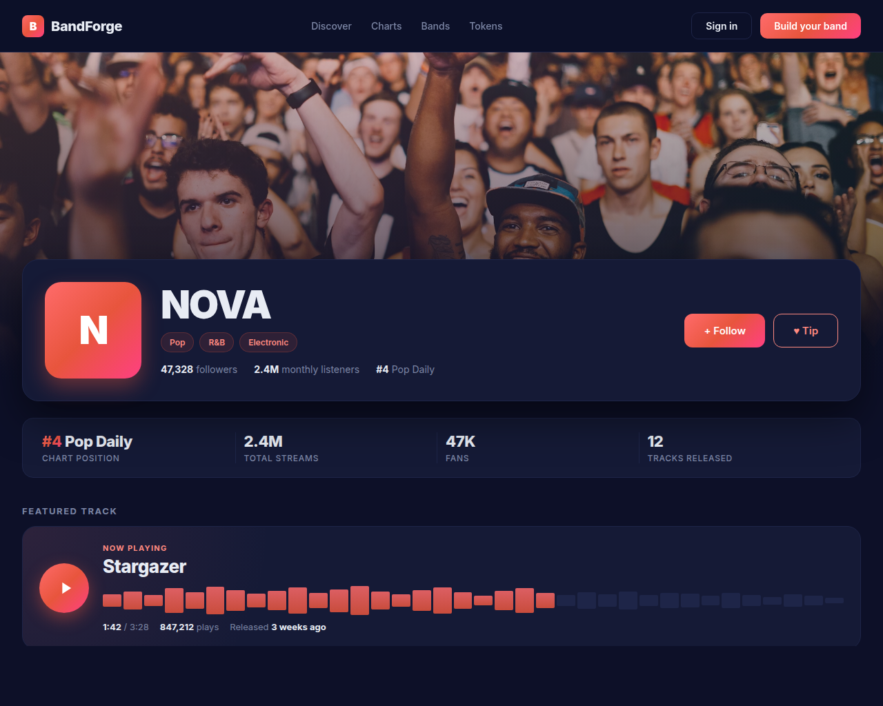 Band profile preview